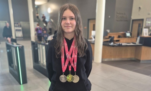 Student with medals